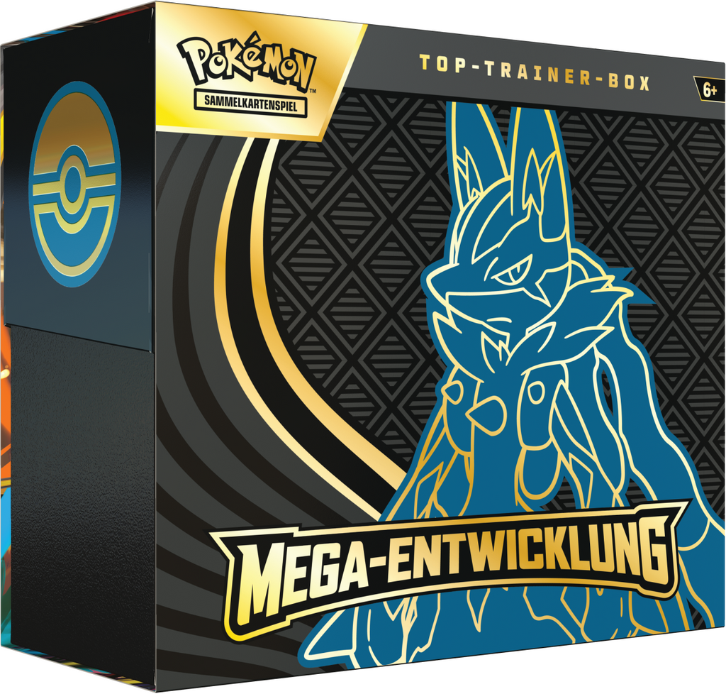 Pokémon Mega-Entwicklung Top-Trainer-Box Mega Lucario Deutsch mit Boostern und Zubehör