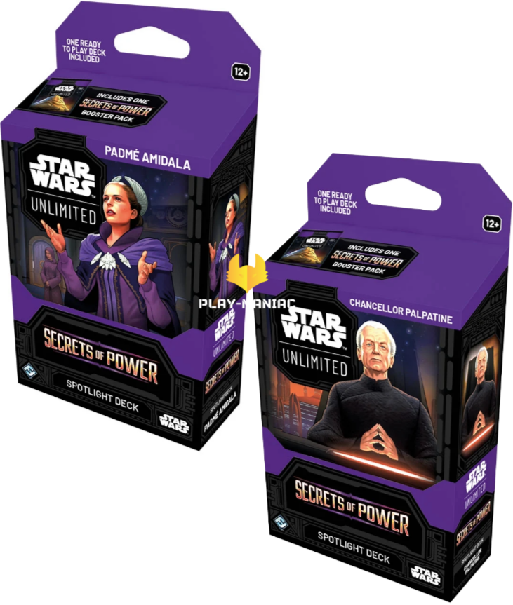 Star Wars Unlimited Secrets of Power Spotlight Deck Set mit Padmé Amidala und Kanzler Palpatine